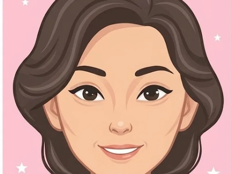Illustration of the same hair coloured and styled after the colouring and cut