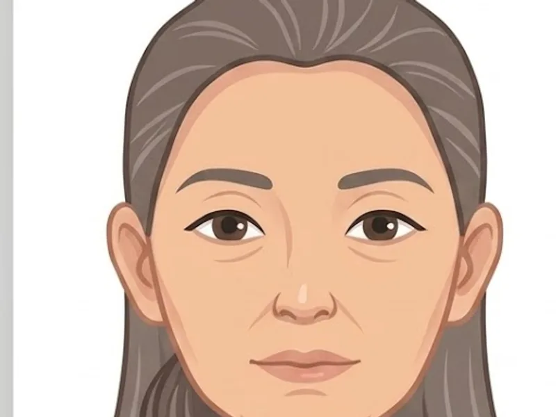 Illustration of grey, shapeless hair before the colouring and cut