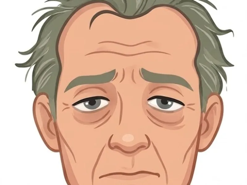 Illustration of a mature face with deep expression lines before the protocol